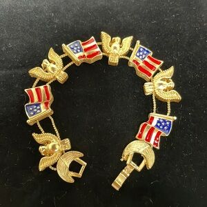 Patriotic Slide Bracelet with Eagle and Flag Slides